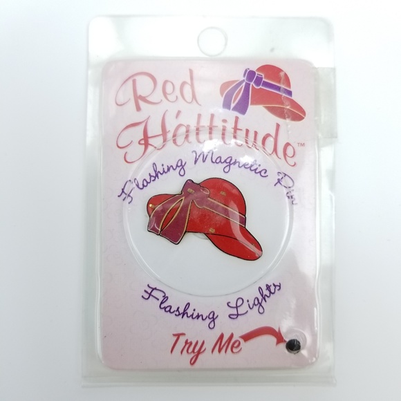 Red Hattitude Flashing Magnetic Pin for Hat/Blouse - Picture 1 of 8